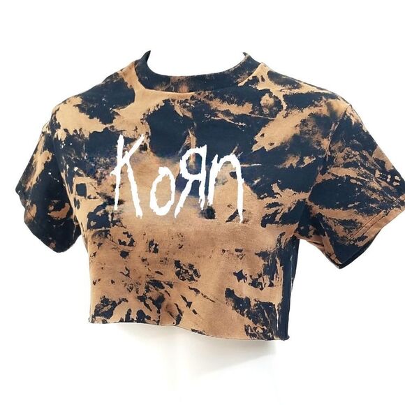 KORN Acid Washed, Distressed "Cropped" Crop Top Band Tee Rock Tee - y2k rap punk - Picture 3 of 5